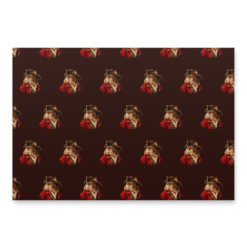 Custom cat portrait wrapping paper in the Pirate style