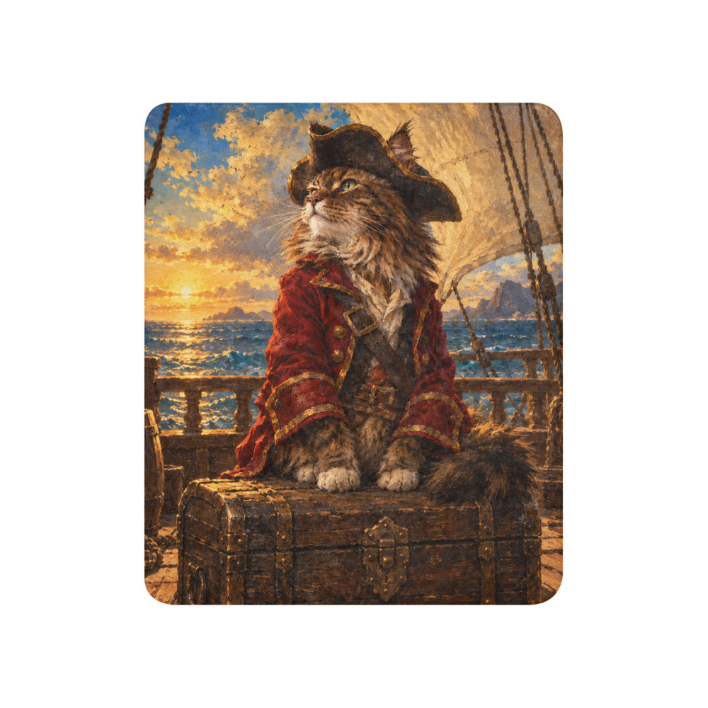 Custom cat portrait blanket in the Pirate style