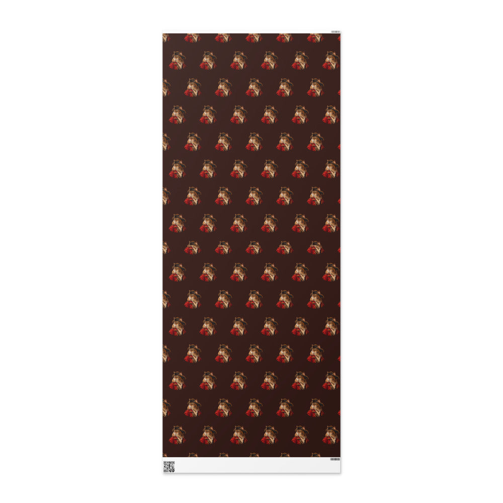 Custom cat portrait wrapping paper roll in the Pirate style