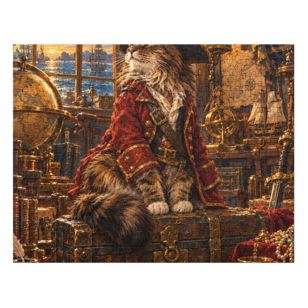 Custom cat portrait jigsaw puzzle in the Pirate style