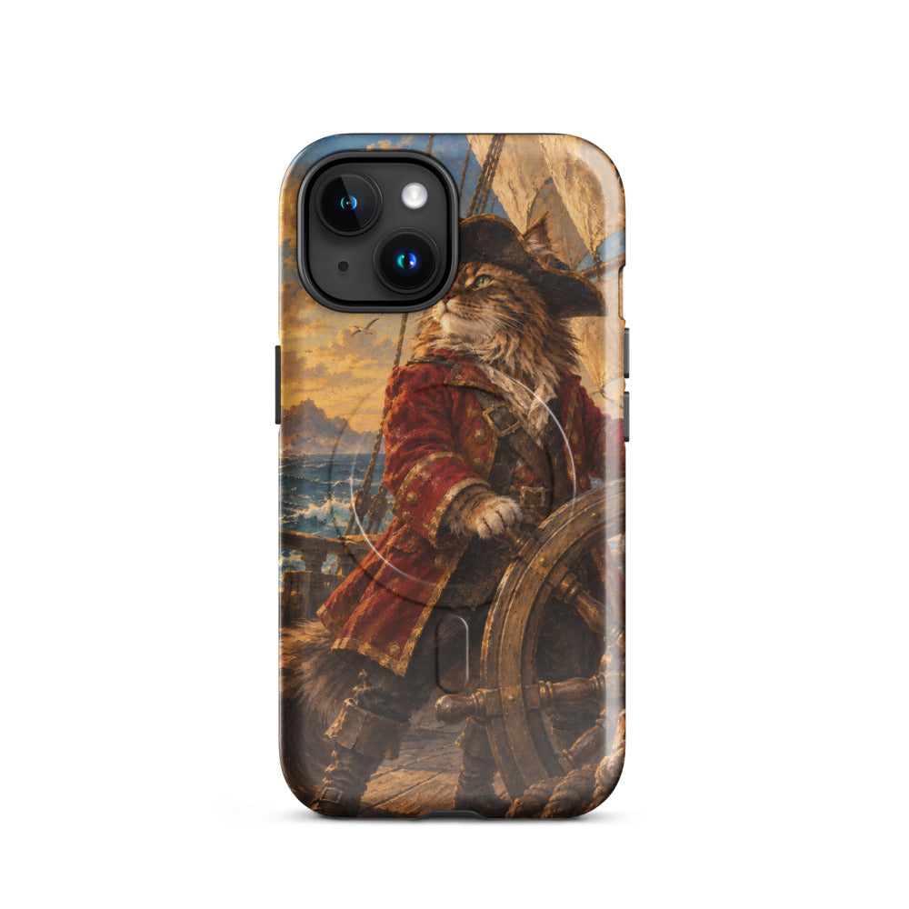 Custom cat portrait phone case in the Pirate style