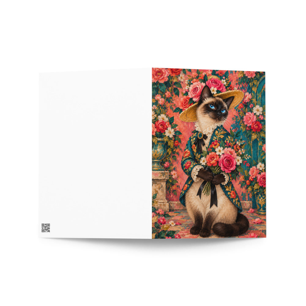 Custom cat portrait greeting card in the Pop Art style
