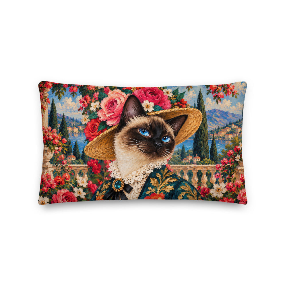 Custom cat portrait lumbar pillow, Pop Art style, 20" x 12", lumbar