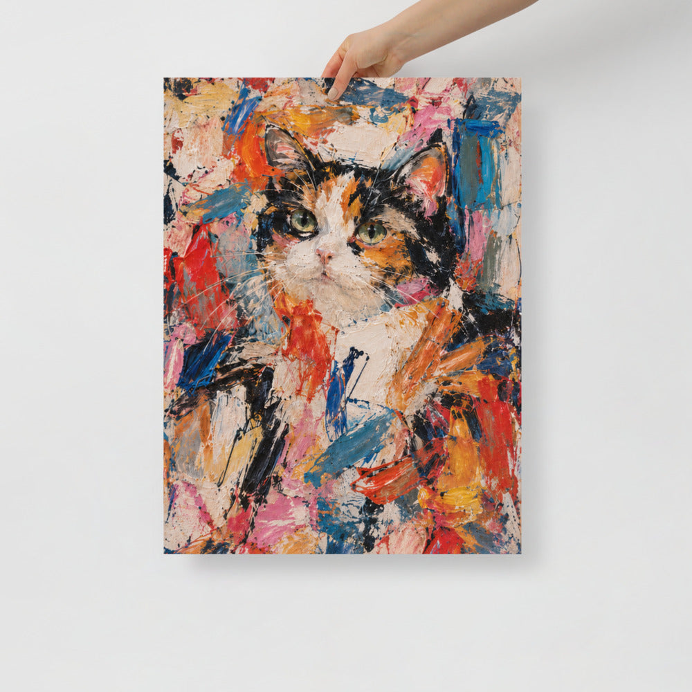 Custom cat portrait poster, Abstract Expressionism style, lifestyle