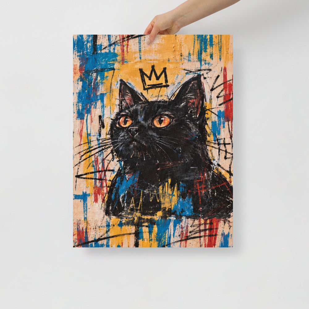 Custom cat portrait poster, Basquiat style, lifestyle