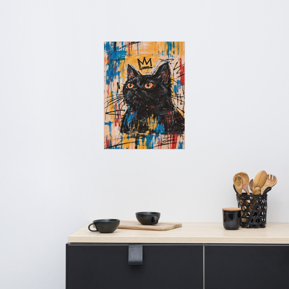 Custom cat portrait poster, Basquiat style, lifestyle