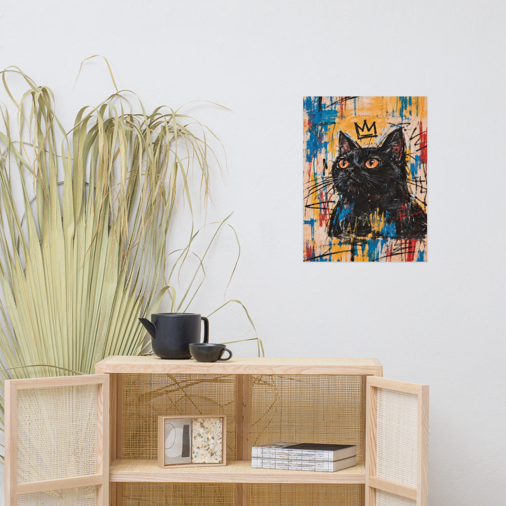 Custom cat portrait poster, Basquiat style, lifestyle