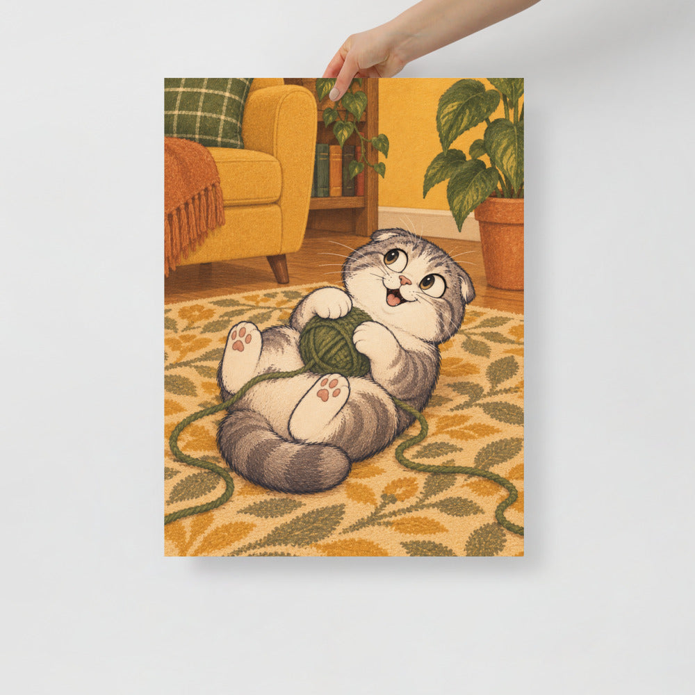 Custom cat portrait poster, Cartoon style, lifestyle