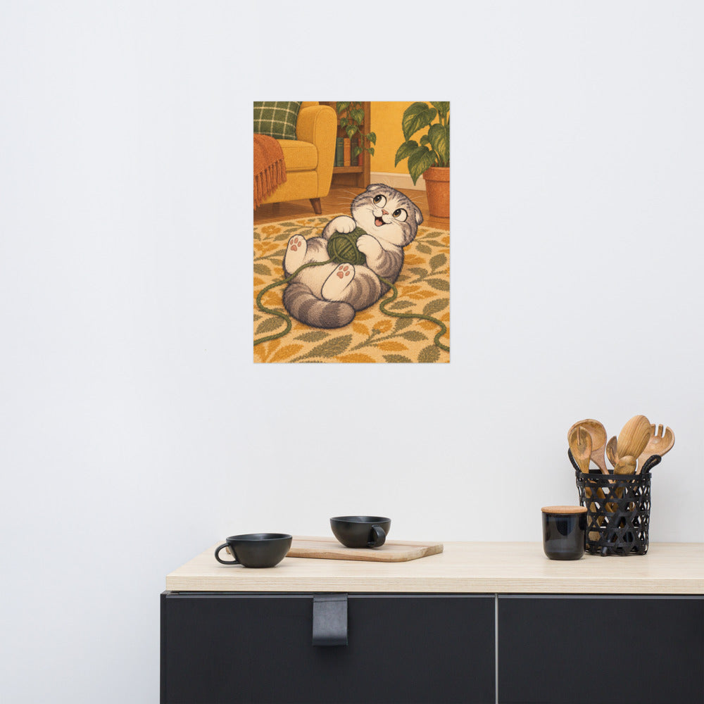 Custom cat portrait poster, Cartoon style, lifestyle
