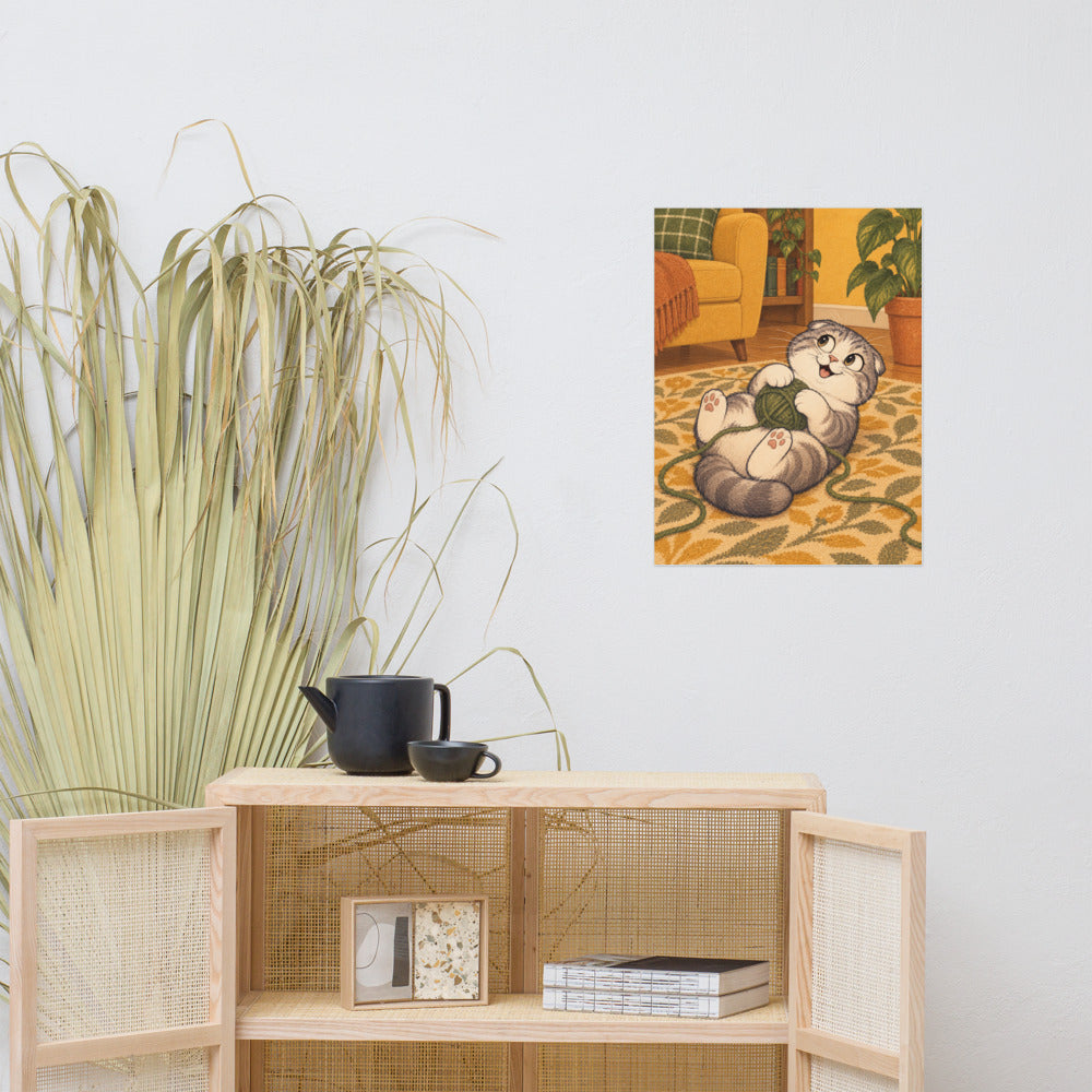 Custom cat portrait poster, Cartoon style, lifestyle