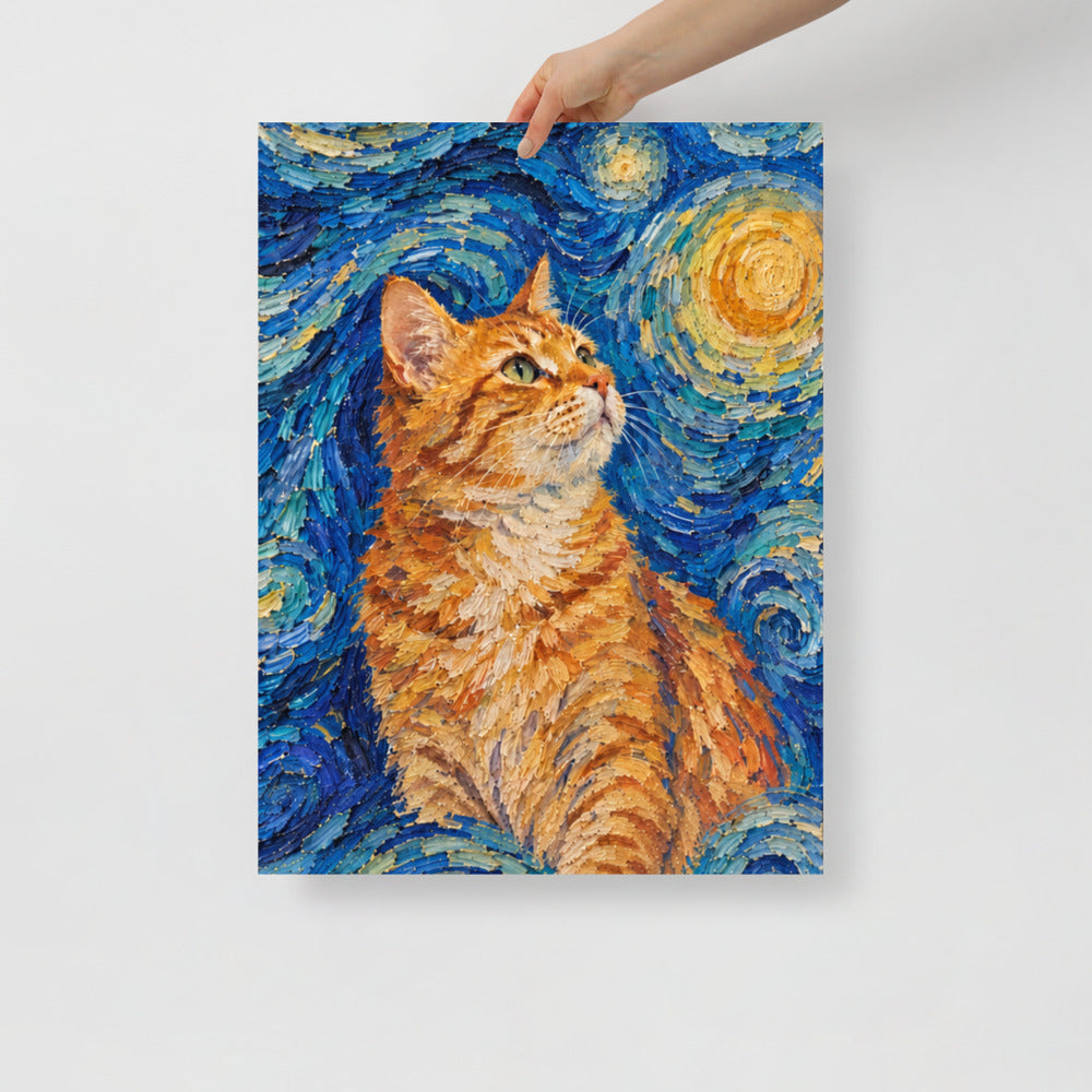 Custom cat portrait poster, Van Gogh style, lifestyle