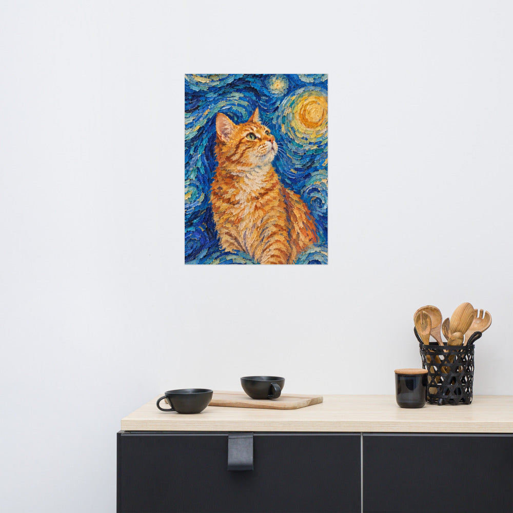 Custom cat portrait poster, Van Gogh style, lifestyle
