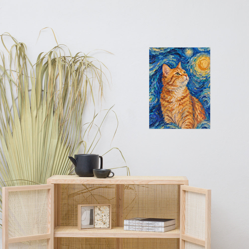 Custom cat portrait poster, Van Gogh style, lifestyle
