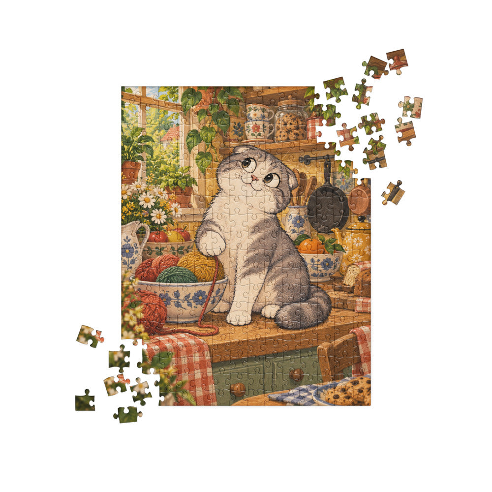 Custom cat portrait jigsaw puzzle, Cartoon style, lifestyle