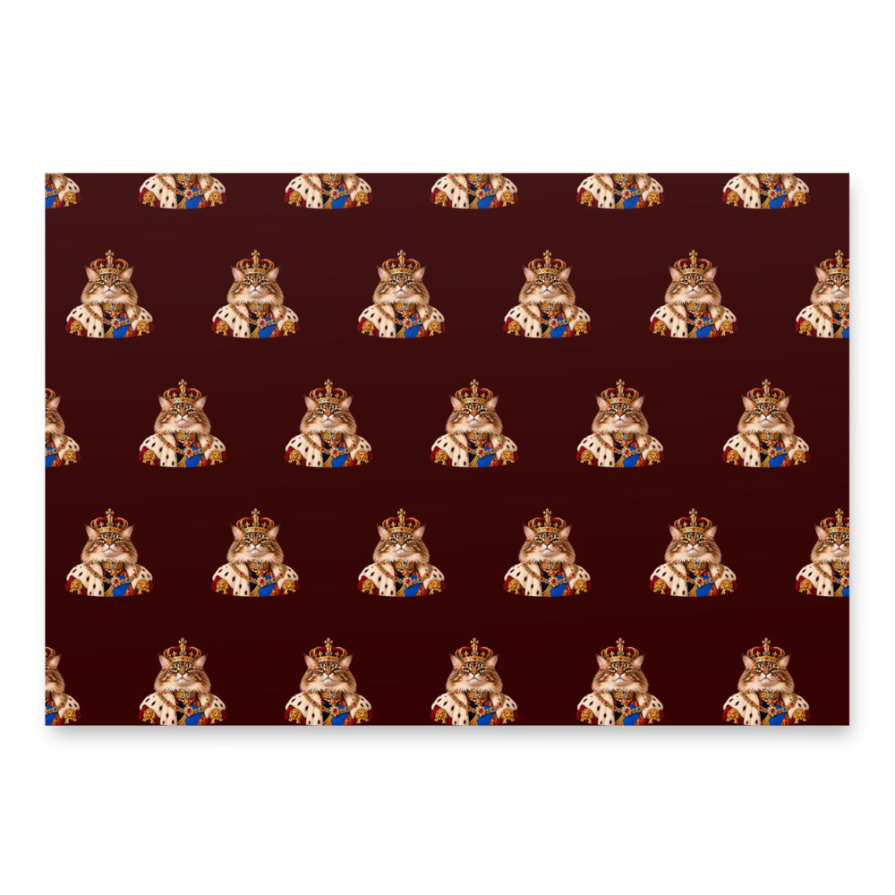 Custom cat portrait wrapping paper in the Royal style