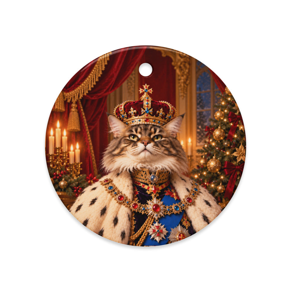 Custom cat portrait ornament in the Royal style