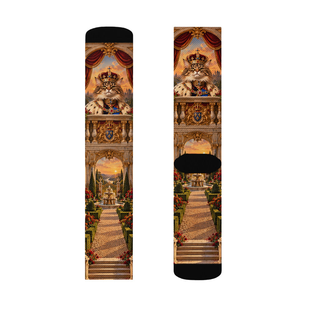 Custom cat portrait socks in the Royal style