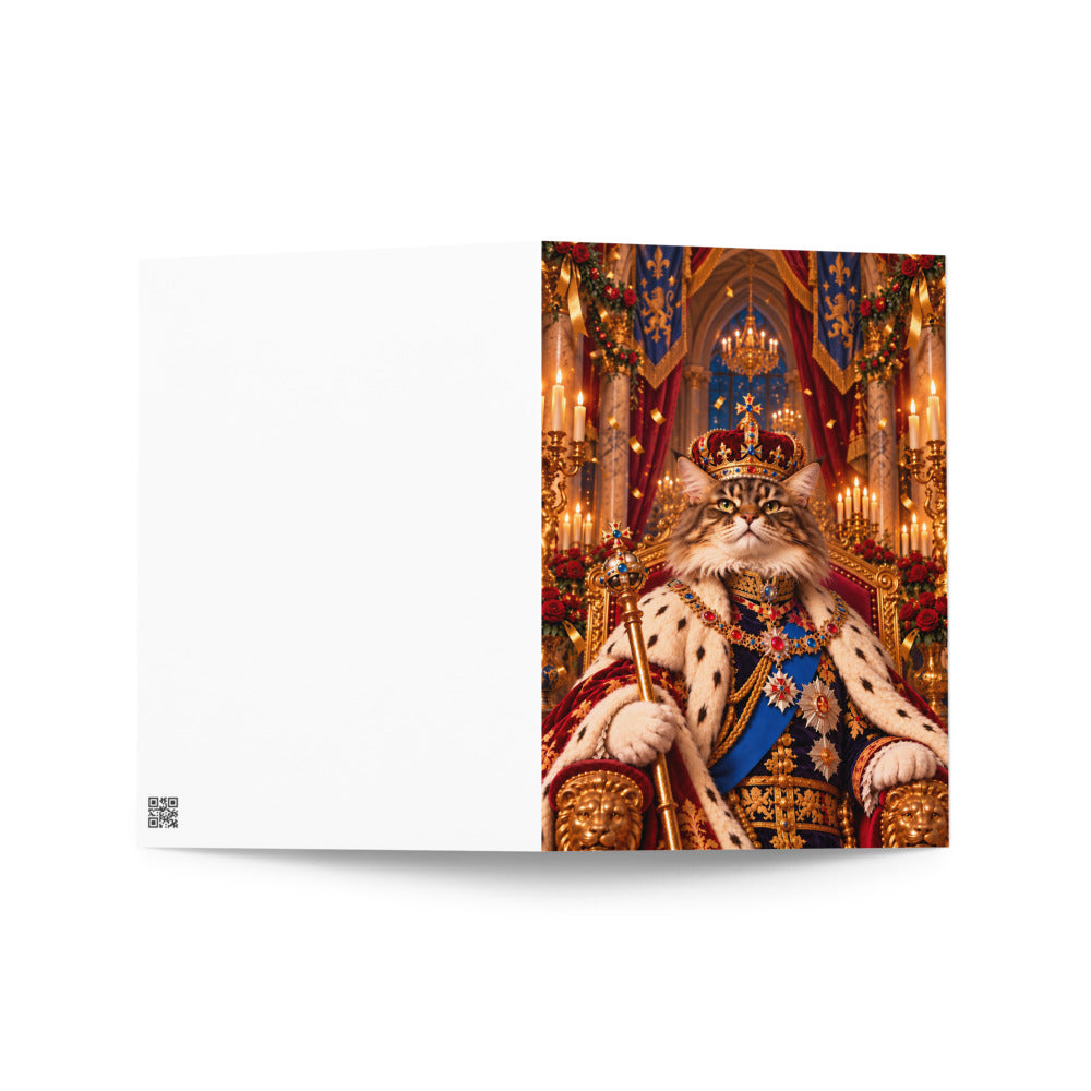 Custom cat portrait greeting card in the Royal style