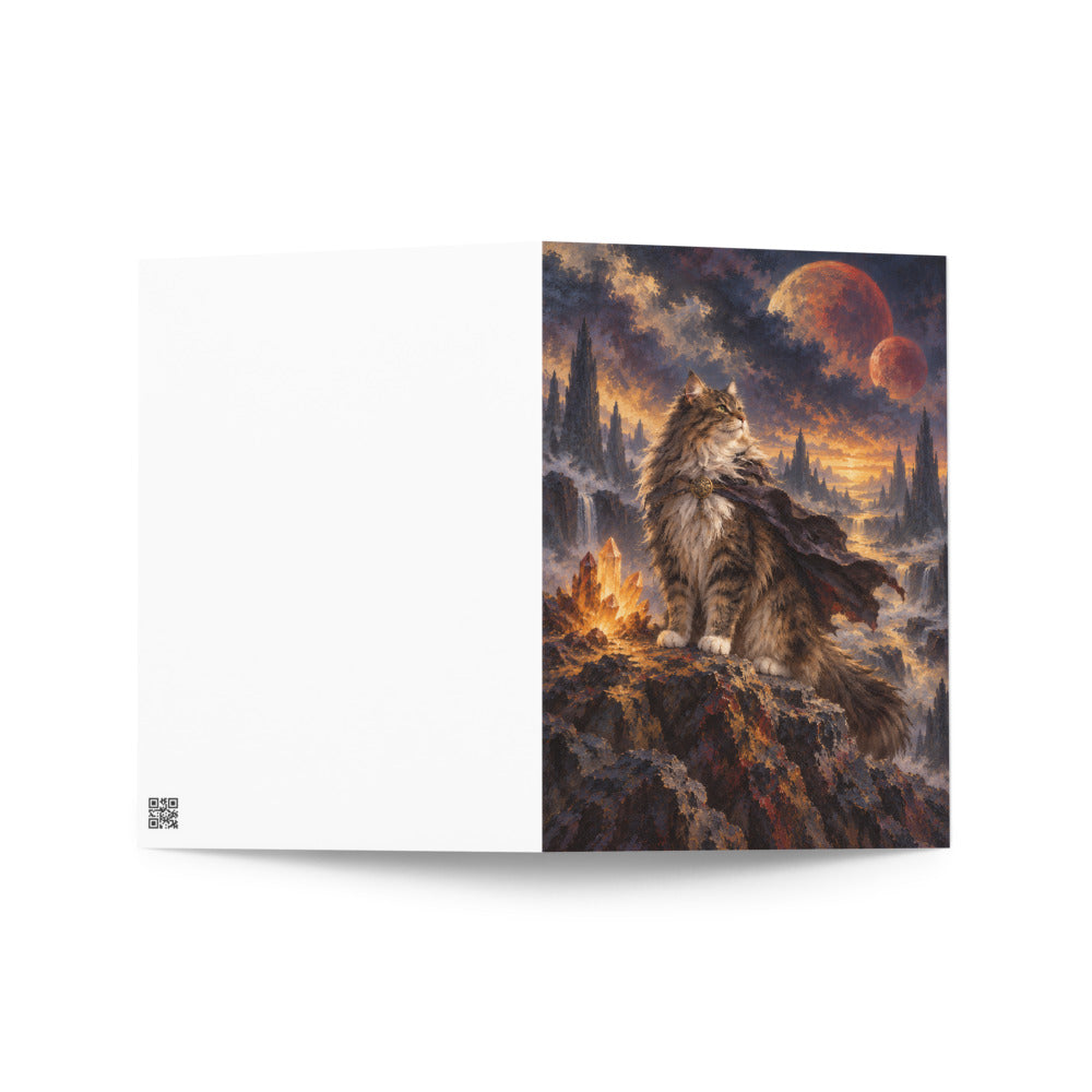 Custom cat portrait greeting card in the Sci-Fi Fantasy style