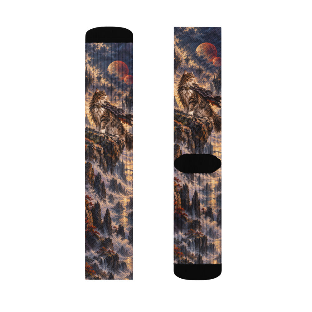 Custom cat portrait socks in the Sci-Fi Fantasy style