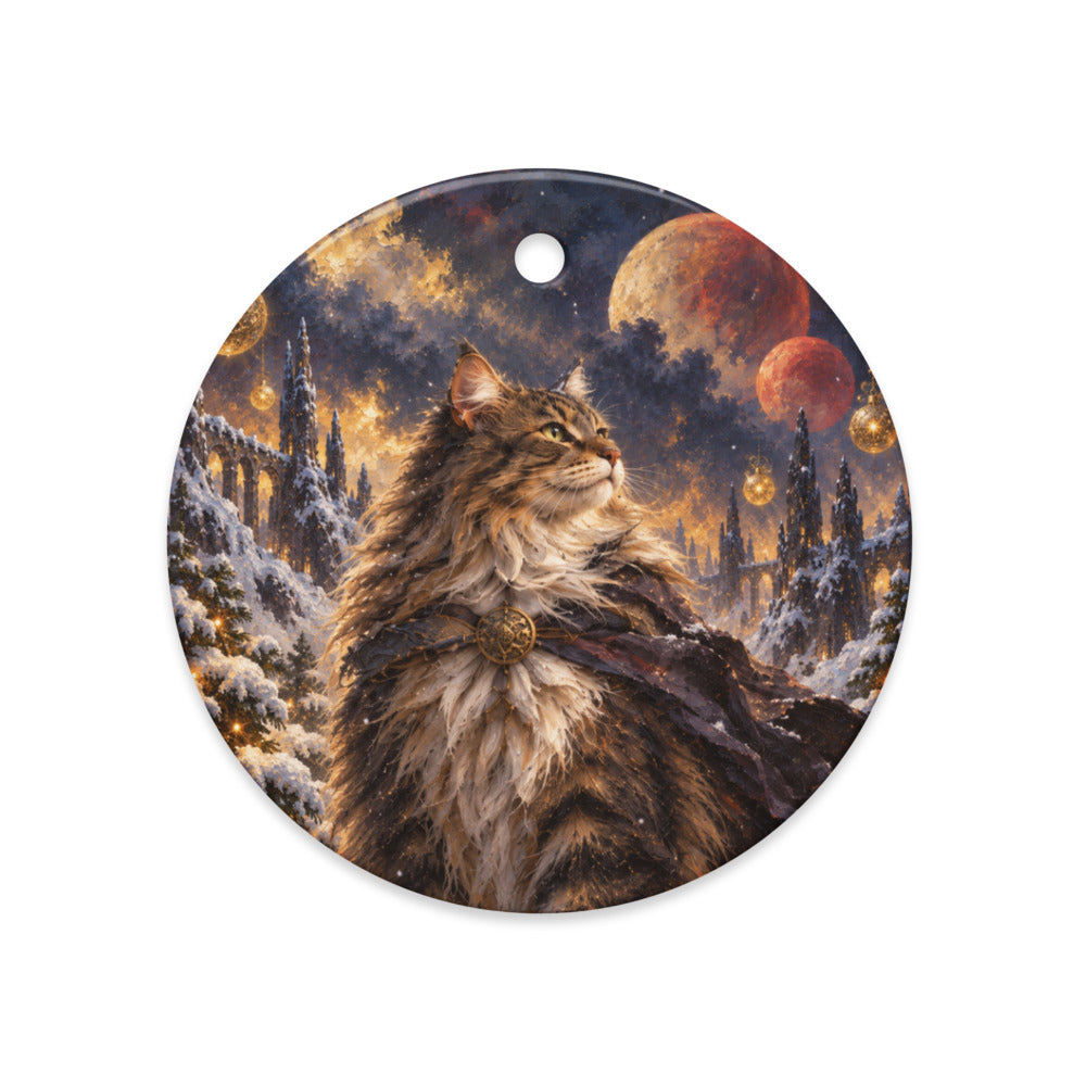 Custom cat portrait ornament in the Sci-Fi Fantasy style