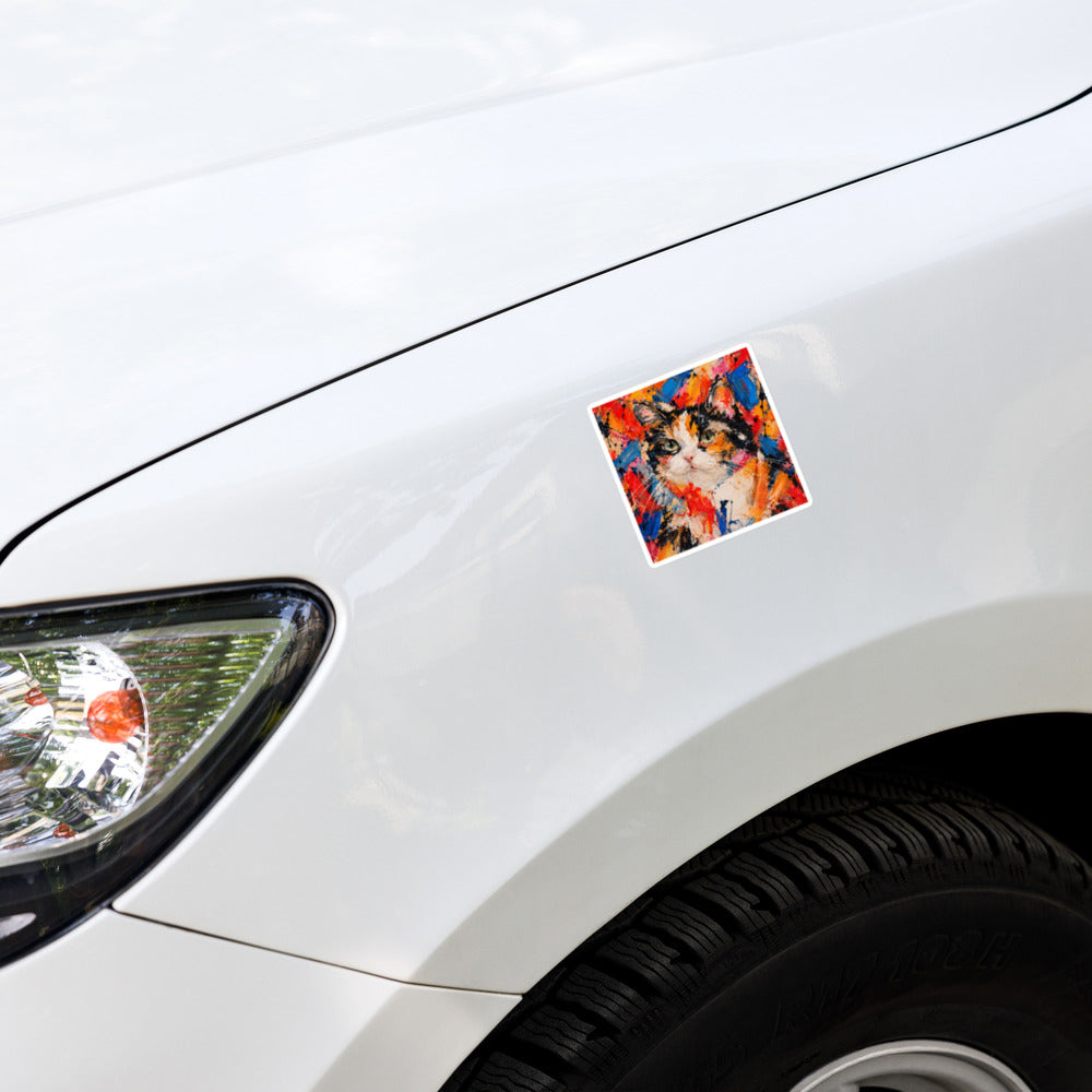 Custom cat portrait sticker, Abstract Expressionism style, lifestyle