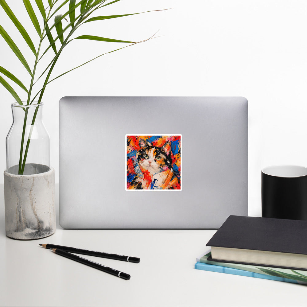 Custom cat portrait sticker, Abstract Expressionism style, lifestyle