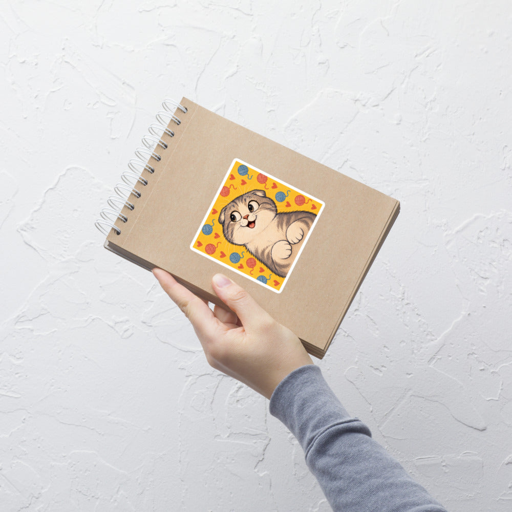Custom cat portrait sticker, Cartoon style, lifestyle