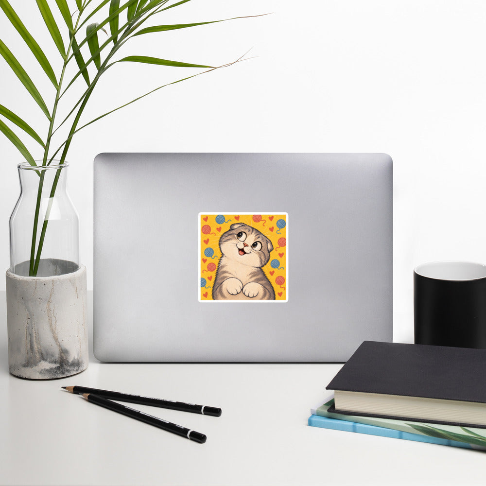 Custom cat portrait sticker, Cartoon style, lifestyle