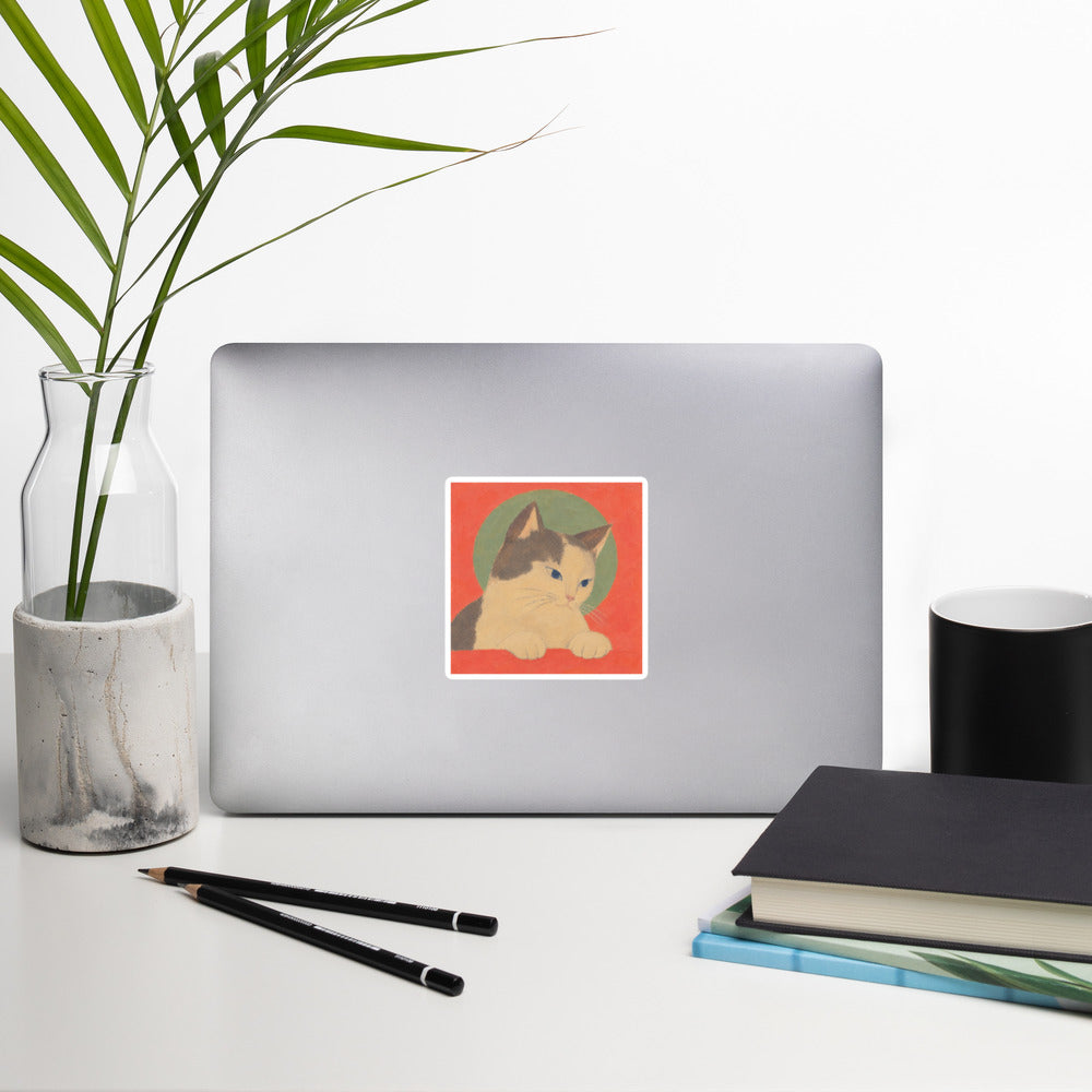 Custom cat portrait sticker, Modern Minimalism style, lifestyle