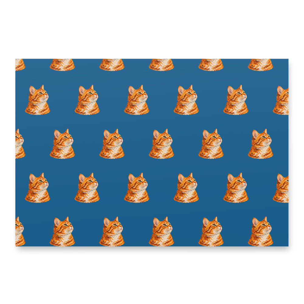 Custom cat portrait wrapping paper in the Van Gogh style