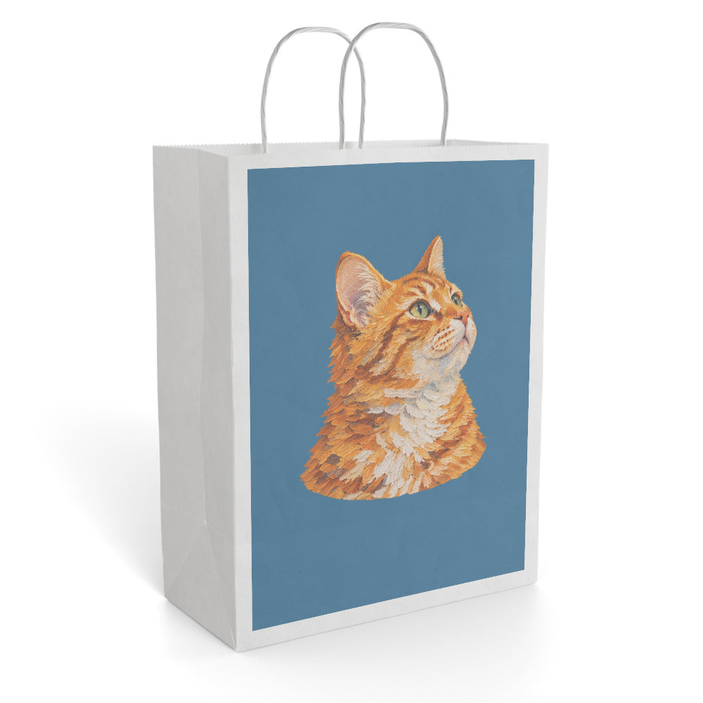 Custom cat portrait gift bag in the Van Gogh style