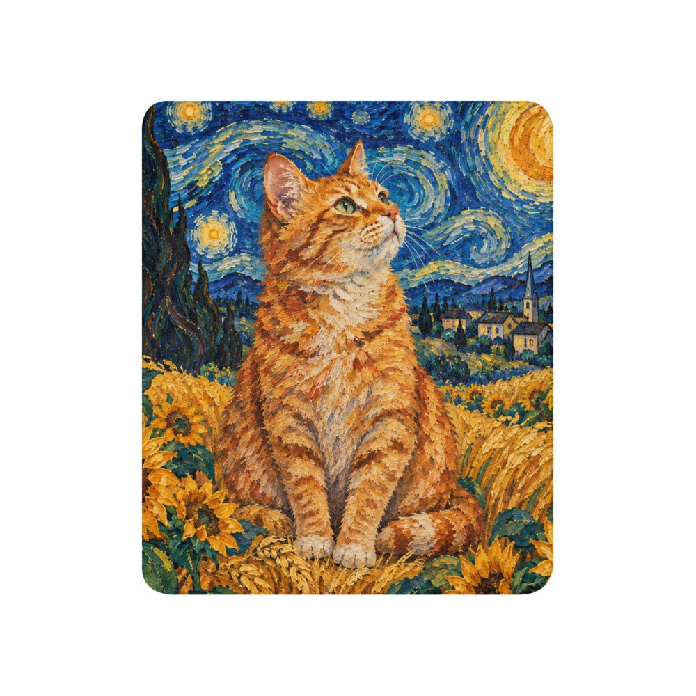 Custom cat portrait blanket in the Van Gogh style
