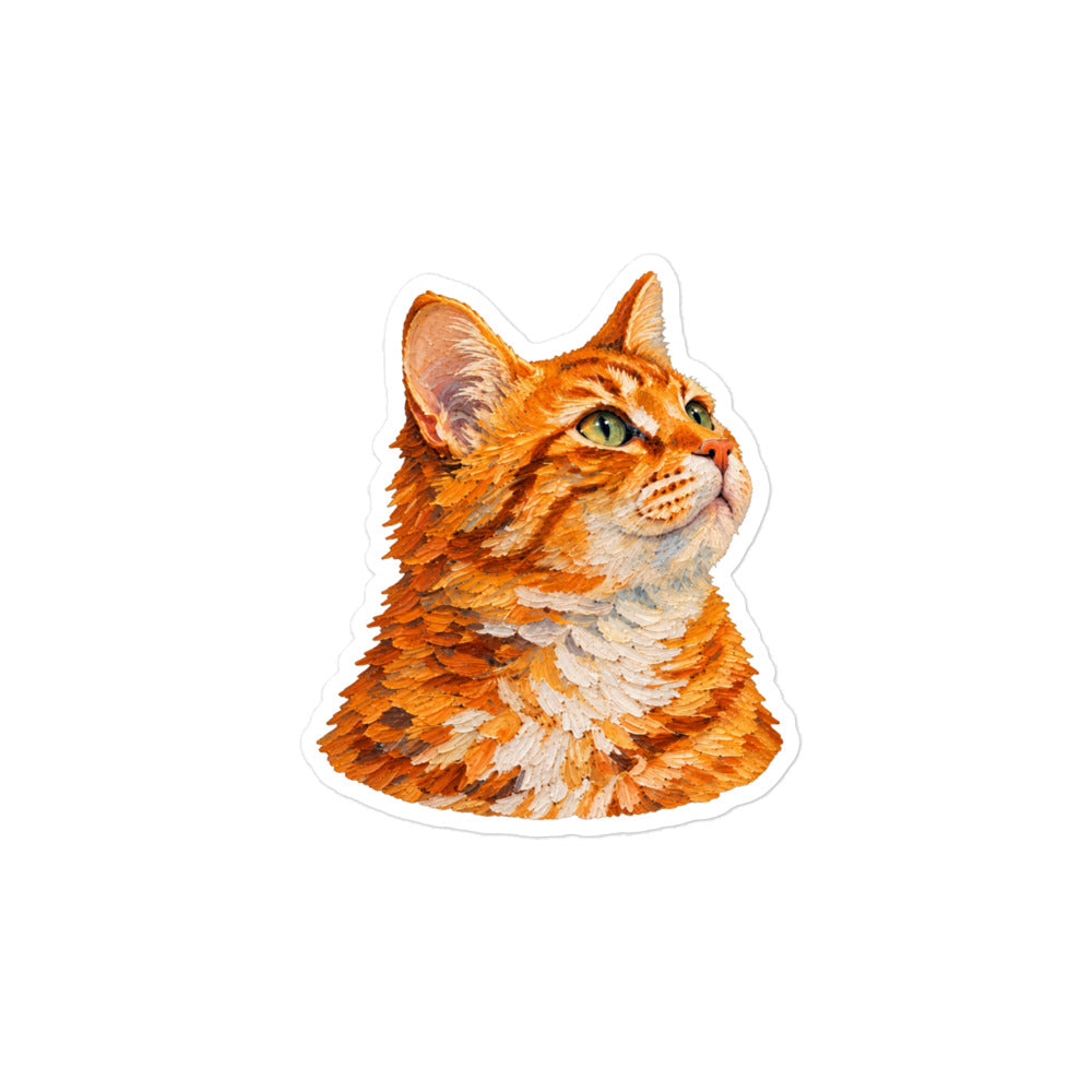 Custom cat portrait sticker in the Van Gogh style