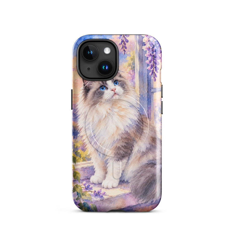 Custom cat portrait phone case in the Watercolor style